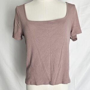 ❤️3/$12 Madewell Ribbed Short Sleeve Tee Dusty Pink Size Large